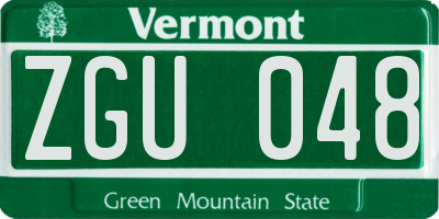 VT license plate ZGU048