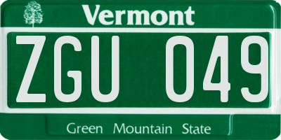 VT license plate ZGU049