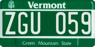 VT license plate ZGU059