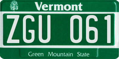 VT license plate ZGU061