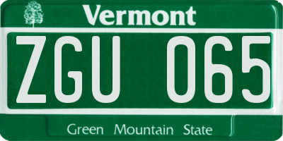 VT license plate ZGU065