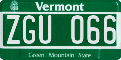 VT license plate ZGU066