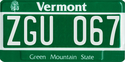 VT license plate ZGU067