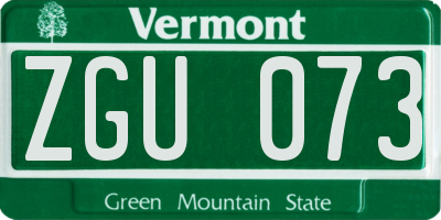 VT license plate ZGU073