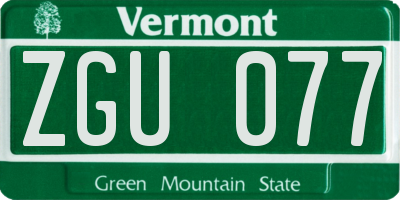 VT license plate ZGU077
