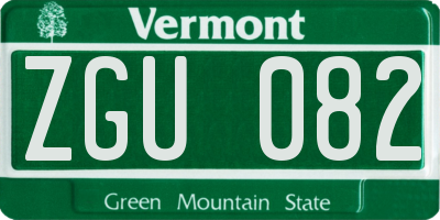 VT license plate ZGU082