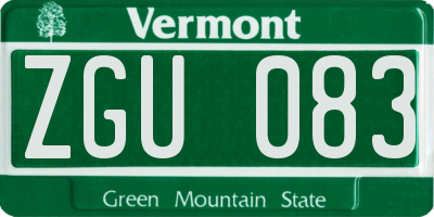 VT license plate ZGU083