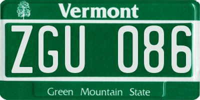 VT license plate ZGU086