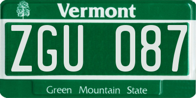 VT license plate ZGU087