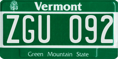 VT license plate ZGU092