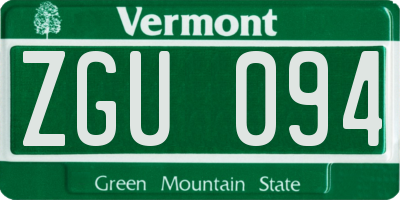 VT license plate ZGU094