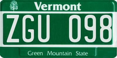 VT license plate ZGU098
