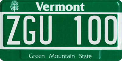 VT license plate ZGU100
