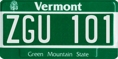 VT license plate ZGU101