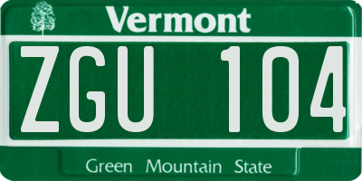 VT license plate ZGU104