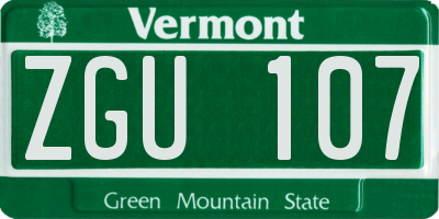 VT license plate ZGU107