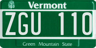 VT license plate ZGU110