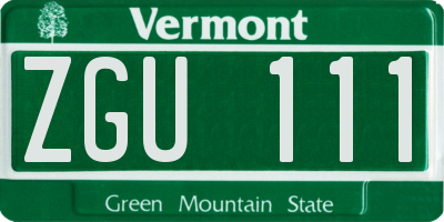 VT license plate ZGU111