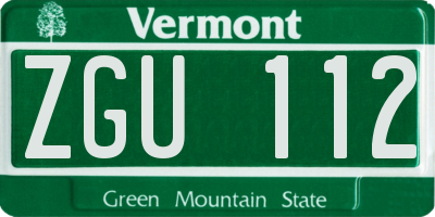 VT license plate ZGU112