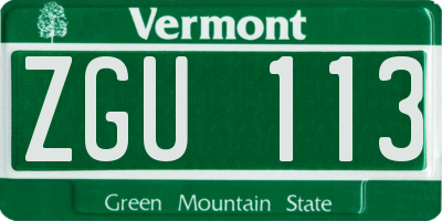 VT license plate ZGU113