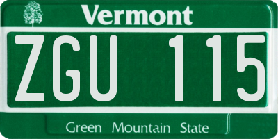 VT license plate ZGU115