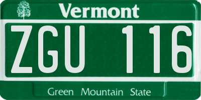 VT license plate ZGU116