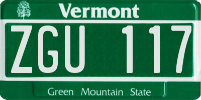 VT license plate ZGU117