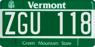 VT license plate ZGU118