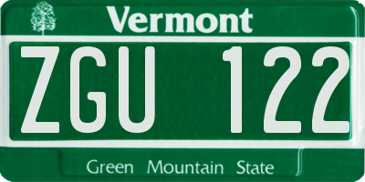 VT license plate ZGU122