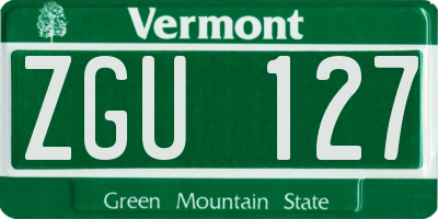 VT license plate ZGU127