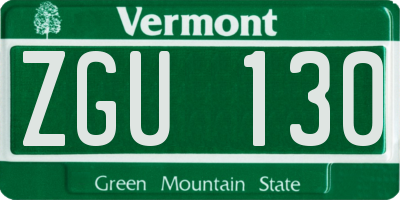 VT license plate ZGU130