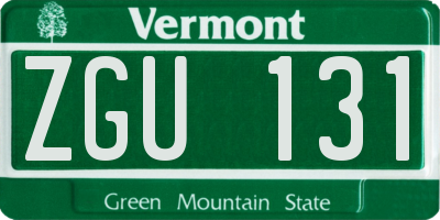 VT license plate ZGU131