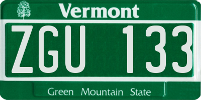 VT license plate ZGU133