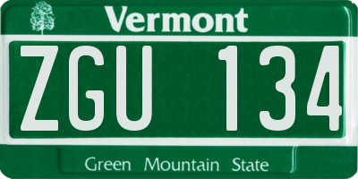 VT license plate ZGU134