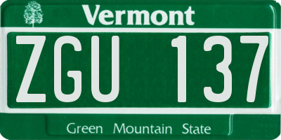 VT license plate ZGU137