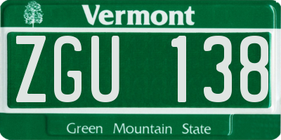 VT license plate ZGU138