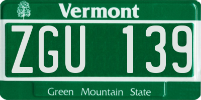 VT license plate ZGU139