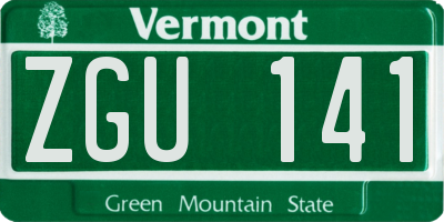 VT license plate ZGU141