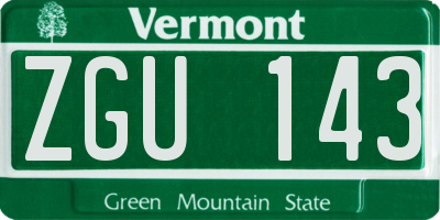 VT license plate ZGU143