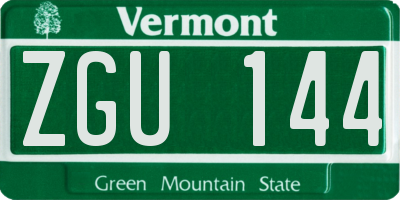 VT license plate ZGU144