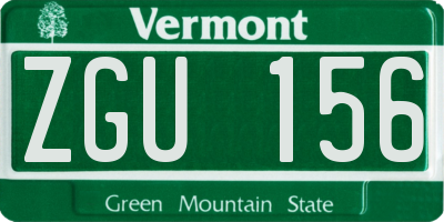 VT license plate ZGU156