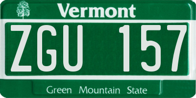 VT license plate ZGU157