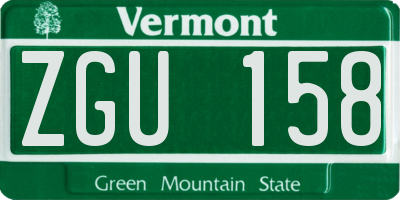 VT license plate ZGU158