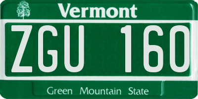 VT license plate ZGU160