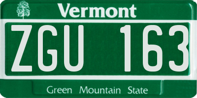 VT license plate ZGU163
