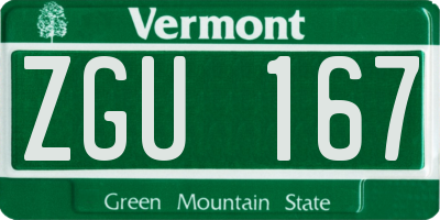 VT license plate ZGU167