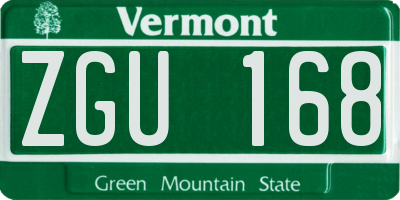 VT license plate ZGU168