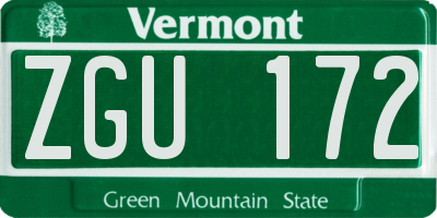 VT license plate ZGU172