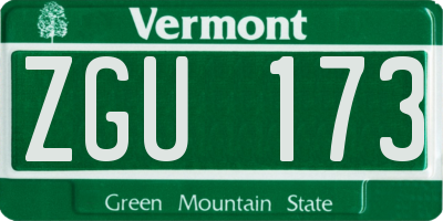 VT license plate ZGU173