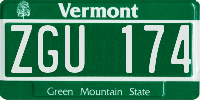 VT license plate ZGU174